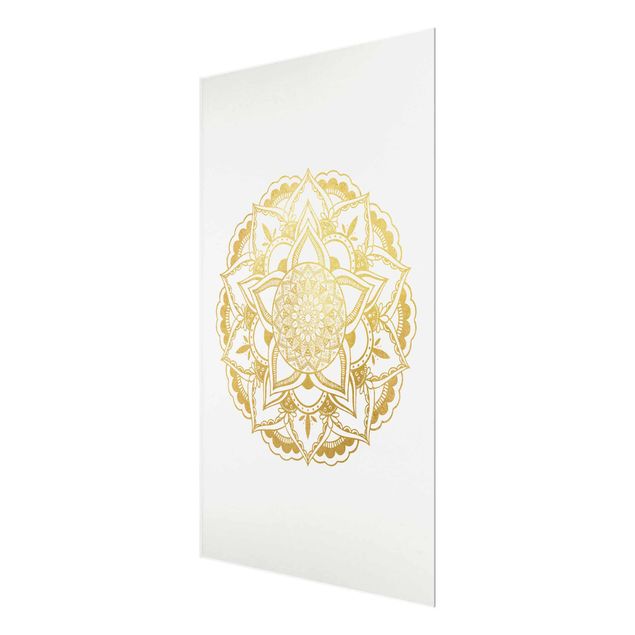 Obrazy nowoczesne Mandala Ilustracja Ornament z białego złota