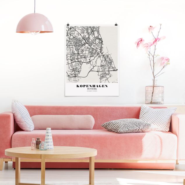 Nowoczesne obrazy do salonu City Map Copenhagen - Klasyczna