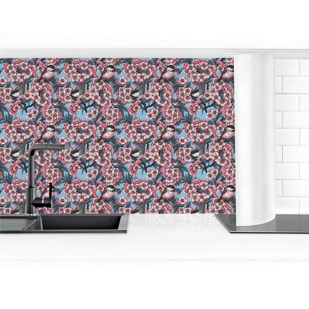 Panel ścienny do kuchni - Cherry Blossoms And Birds