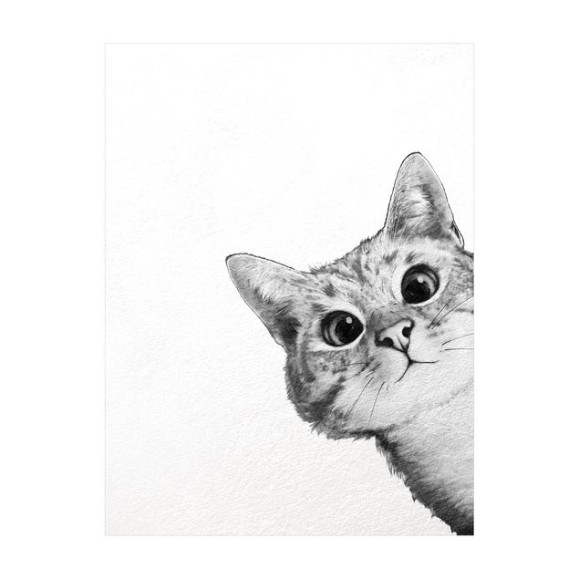 dywany biało czarne Ilustracja kota Rysunek czarno-biały