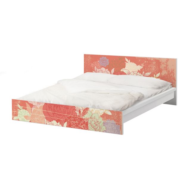 Okleina meblowa IKEA - Malm łóżko 180x200cm - Nr EK241 Piwonie