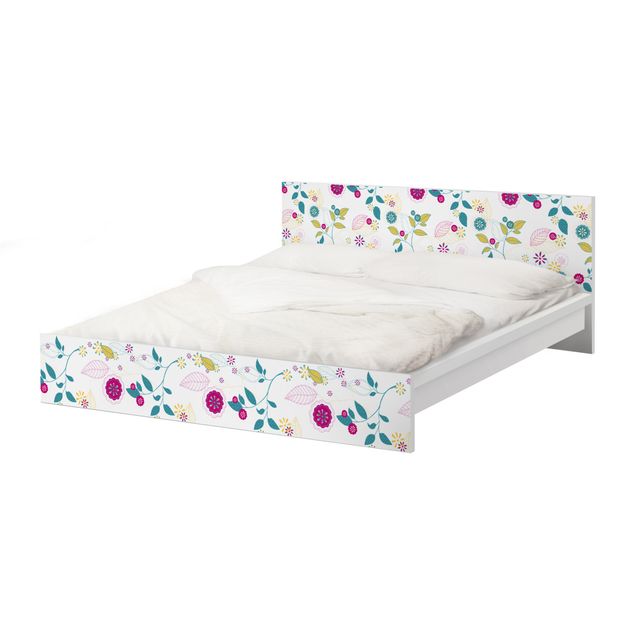 Okleina meblowa IKEA - Malm łóżko 180x200cm - Koktajl kwiatowy
