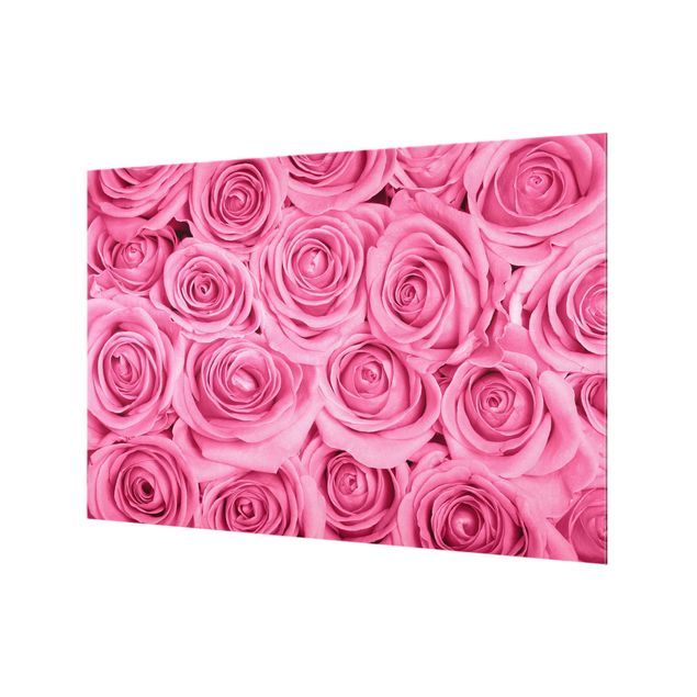 Panel szklany do kuchni - Różowe róże