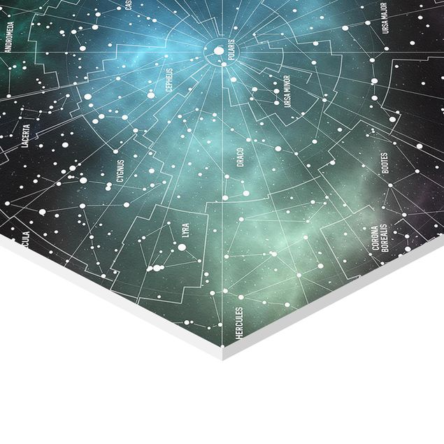 Sześciokątny obraz Obrazy gwiazd Mapa mgławic galaktyk