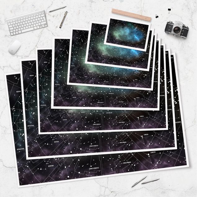 Plakaty na ścianę Obrazy gwiazd Mapa mgławic galaktyk