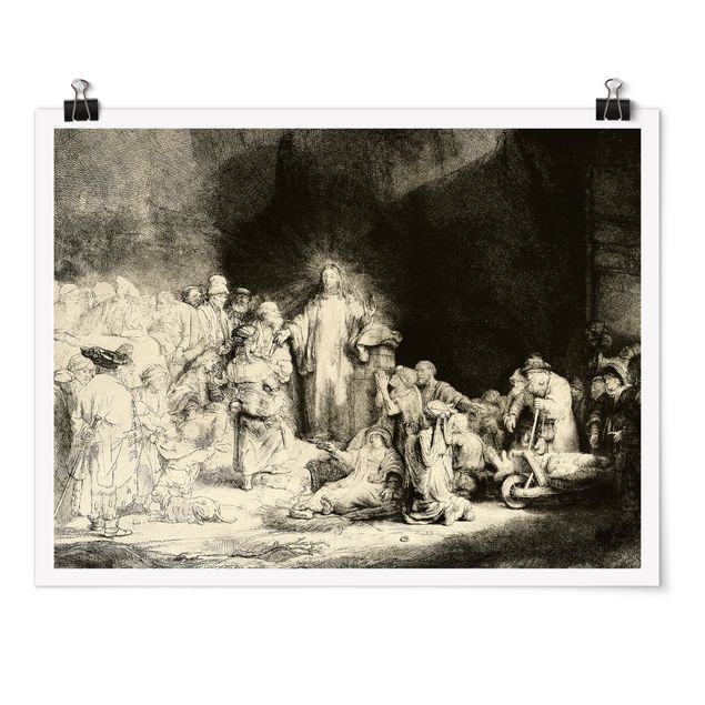 Obrazy nowoczesne Rembrandt van Rijn - Chrystus uzdrawia chorych