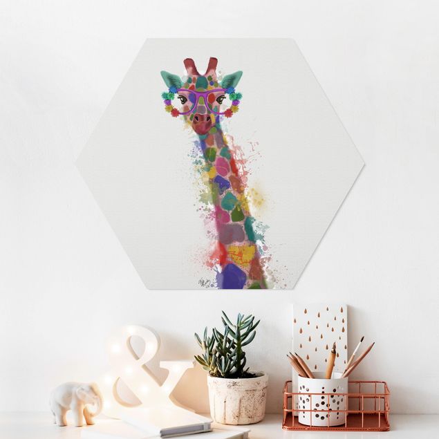 Obrazy nowoczesny Rainbow Splash Żyrafa