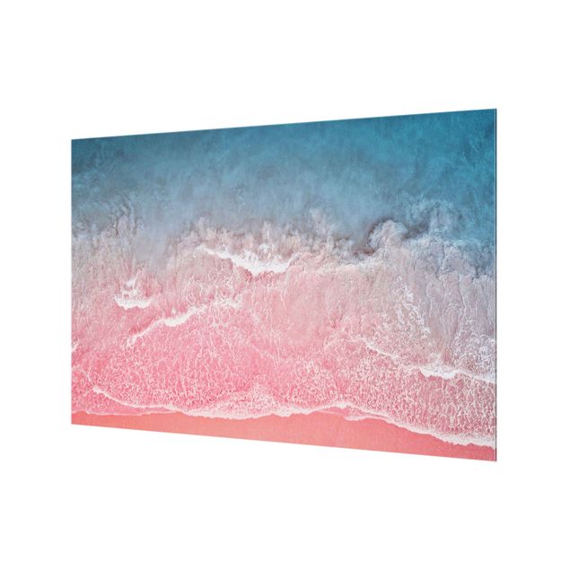 Panel szklany do kuchni - Ocean w kolorze różowym