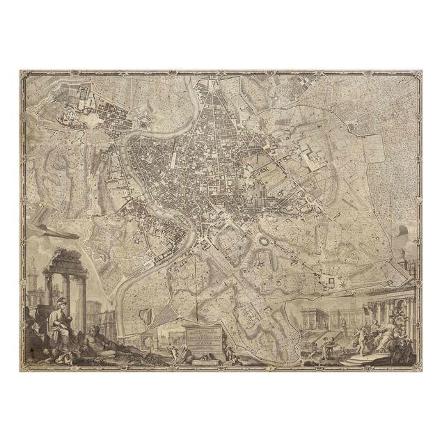 Obrazy Mapa miasta w stylu vintage Rzymu