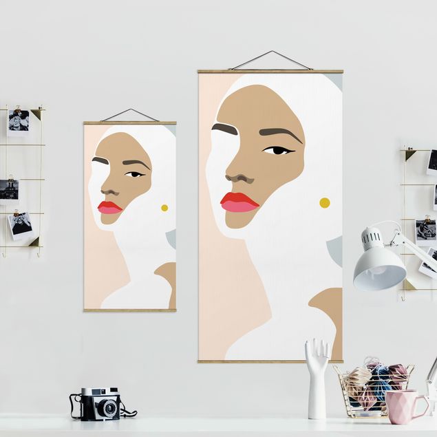 Obrazy artystów Line Art Portret kobiety Pastelowa szarość