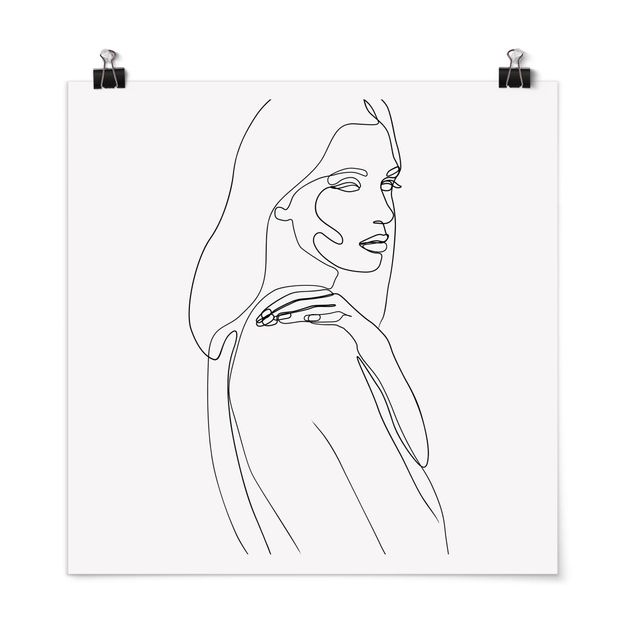 Obrazy portret Line Art Woman Shoulder czarno-biały