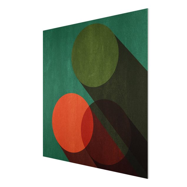 Abstrakcja obraz Kształty abstrakcyjne - koła w zieleni i czerwieni