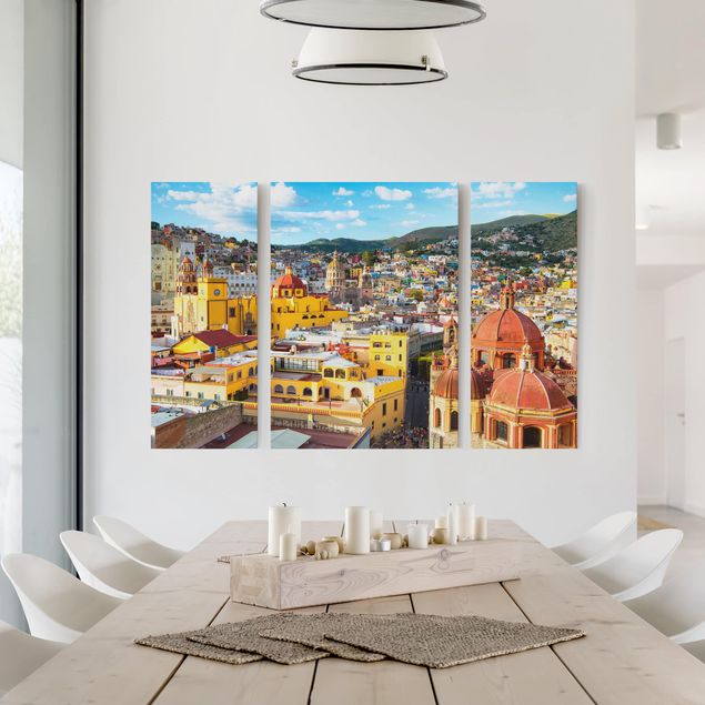 Obrazy do salonu nowoczesne Kolorowe domy Guanajuato