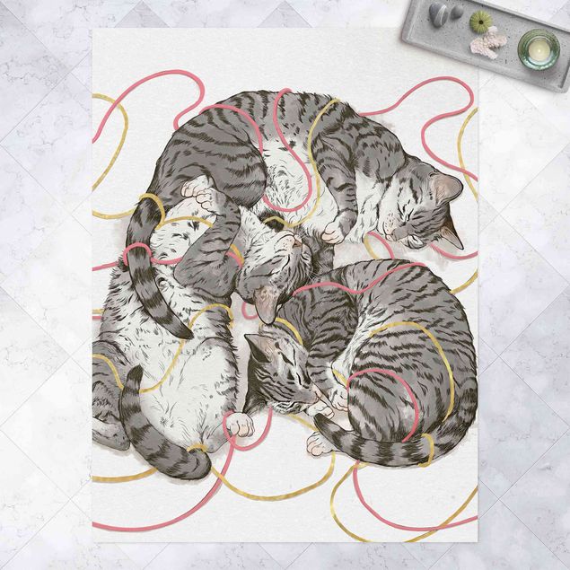 dywan ogrodowy Ilustracja szarych kotów Malarstwo