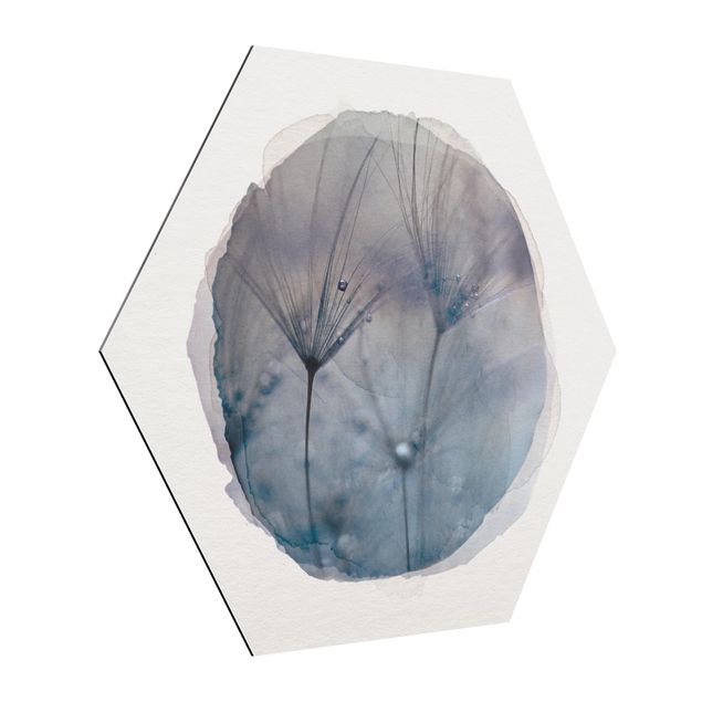 Obrazy pióra Akwarele - Niebieskie pióra w deszczu