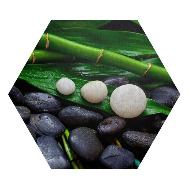 Obrazy duchowość Zielony bambus z kamieniami Zen