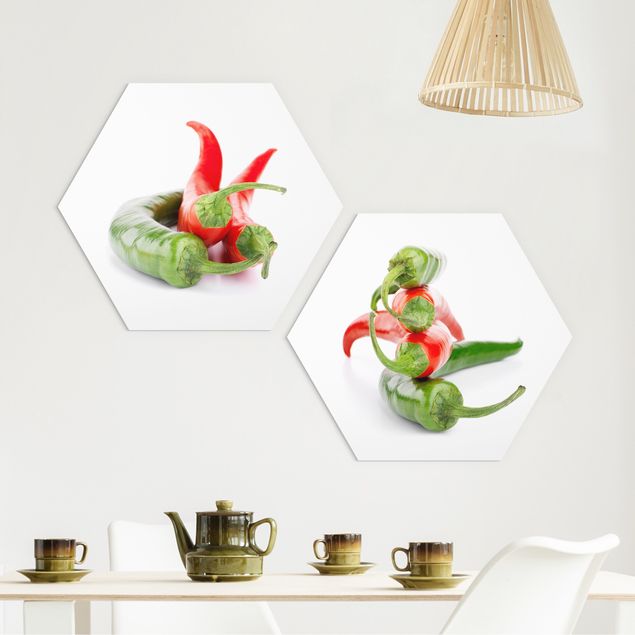 Obrazy owoce i warzywa Czerwone i zielone papryczki chilli