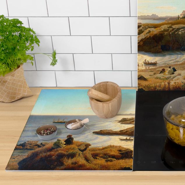 Szklana płyta ochronna na kuchenkę 2-częściowa - Andreas Achenbach - Wybrzeże w pobliżu Syrakuz