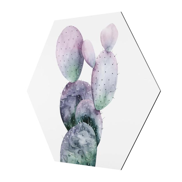 Obraz heksagonalny z Alu-Dibond - Kaktus w purpurze I