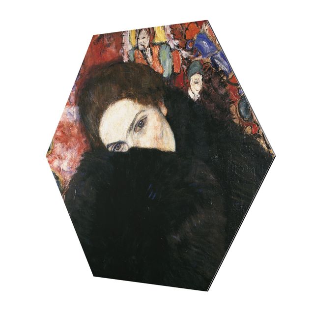 Obraz czarny Gustav Klimt - Dama z mufką