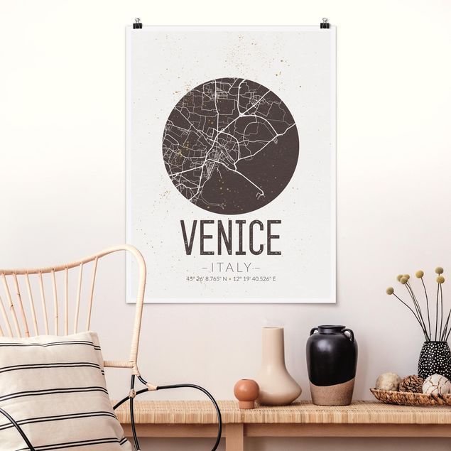 Dekoracja do kuchni Mapa miasta Wenecja - Retro