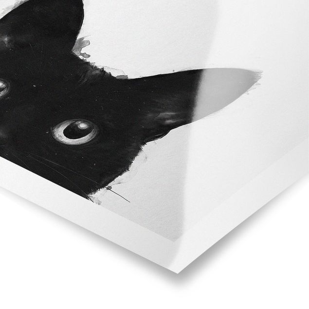 Obrazki czarno białe Ilustracja czarnego kota na białym obrazie
