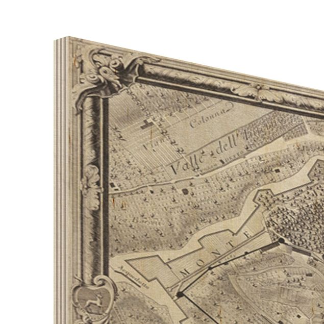 Obraz z drewna - Mapa miasta w stylu vintage Rzymu