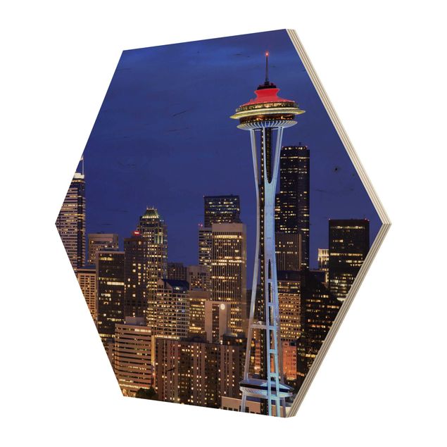 Obraz heksagonalny z drewna - Seattle