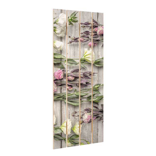 Obraz z drewna - Shabby Roses on Wood