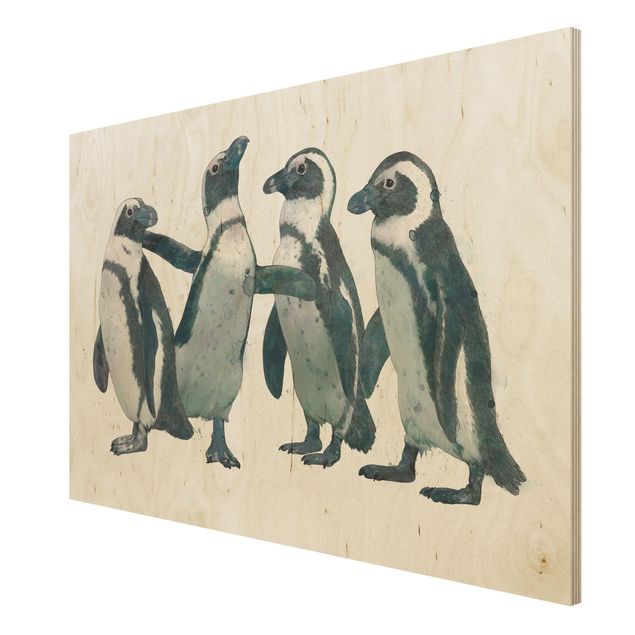Laura Graves Art obrazy Ilustracja pingwinów czarno-biały Akwarela