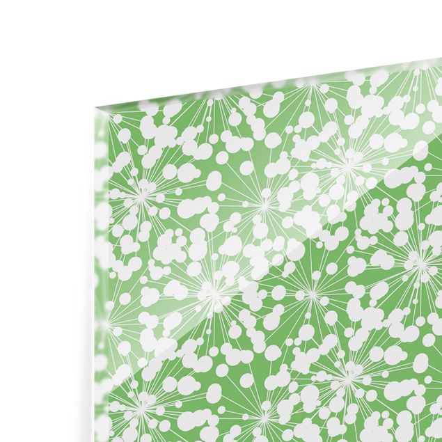 Panel szklany do kuchni - Naturalny wzór mniszka lekarskiego w kropki na tle zieleni