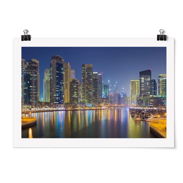 Nowoczesne obrazy Nocna panorama Dubaju