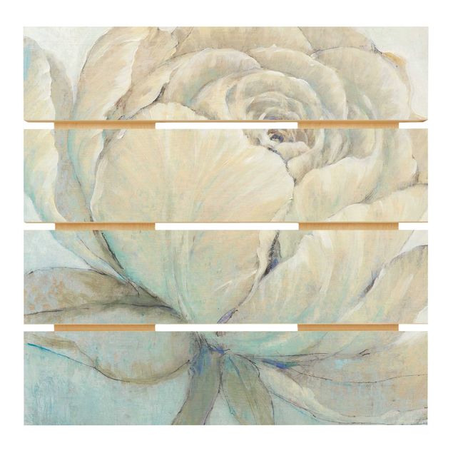 Obraz z drewna - Pastelowa róża angielska