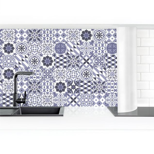 Panel ścienny do kuchni - Płytka geometryczna Mix fioletowy
