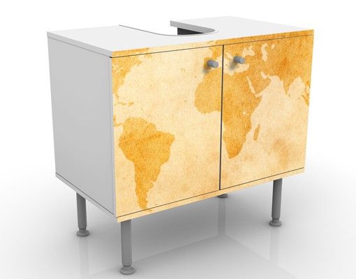 Szafka pod umywalkę - Mapa świata w stylu vintage