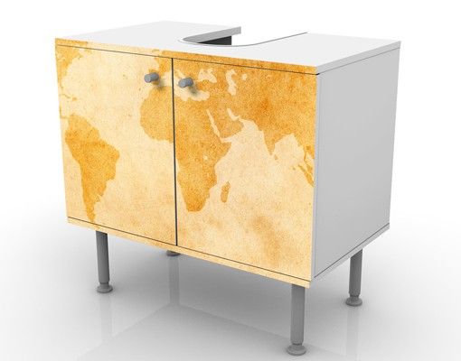 Szafka pod umywalkę - Mapa świata w stylu vintage