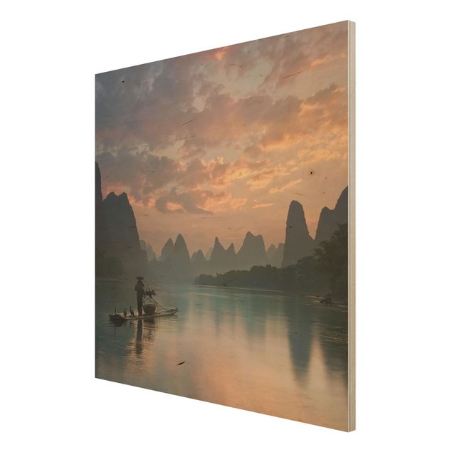 Obrazy z drewna Wschód słońca nad rzeką Chińską