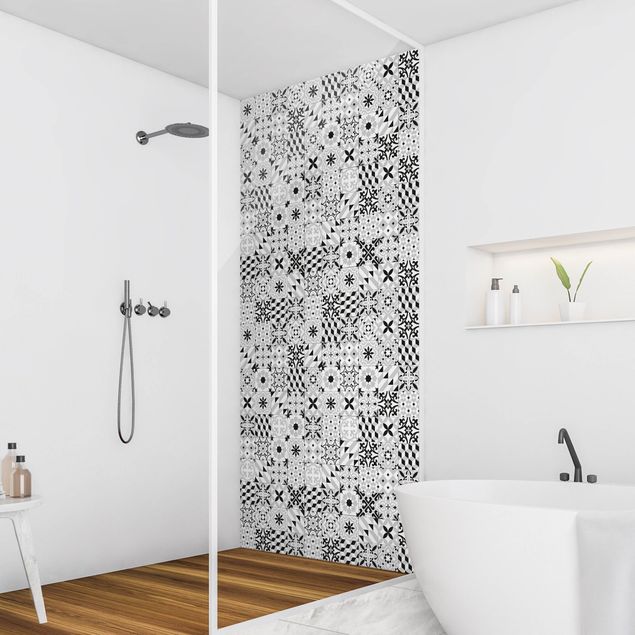 Panele ścienne do łazienki pod prysznic Geometrical Tile Mix Black