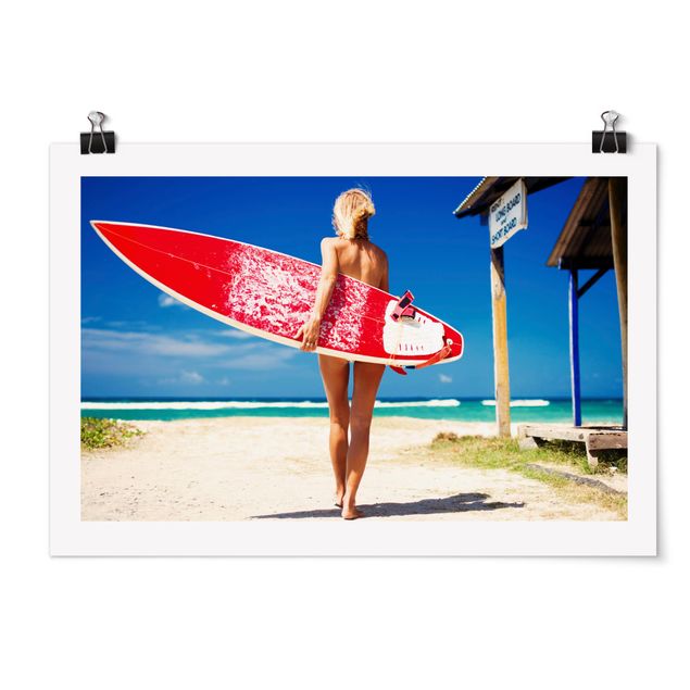 Obrazy z morzem Dziewczyna-surferka