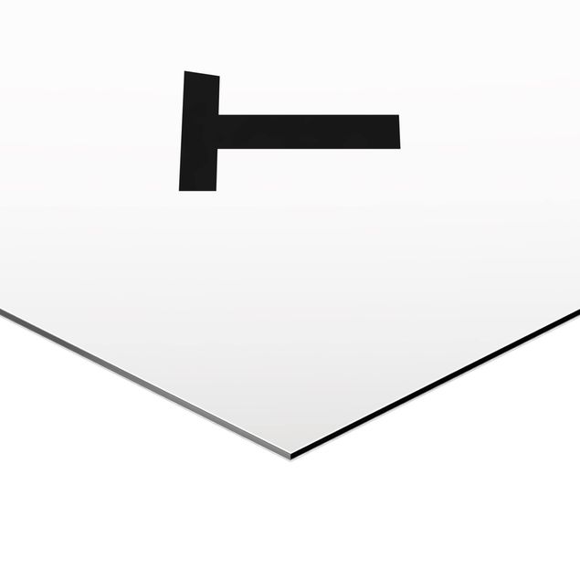 Obraz heksagonalny z Alu-Dibond - Biała litera T