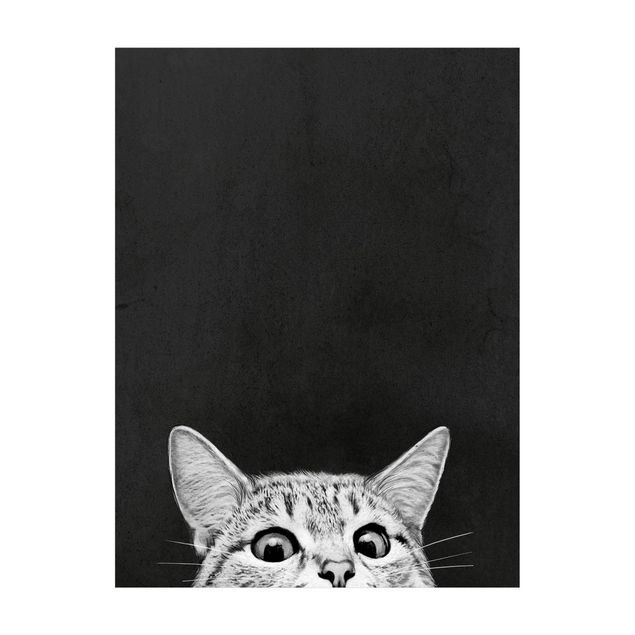 nowoczesny dywan Ilustracja kot czarno-biały rysunek