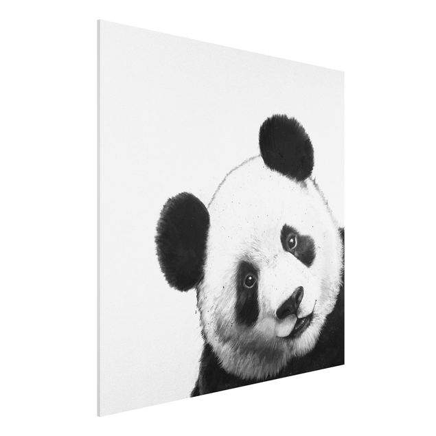 Dekoracja do kuchni Ilustracja Panda Czarno Biała Malarstwo
