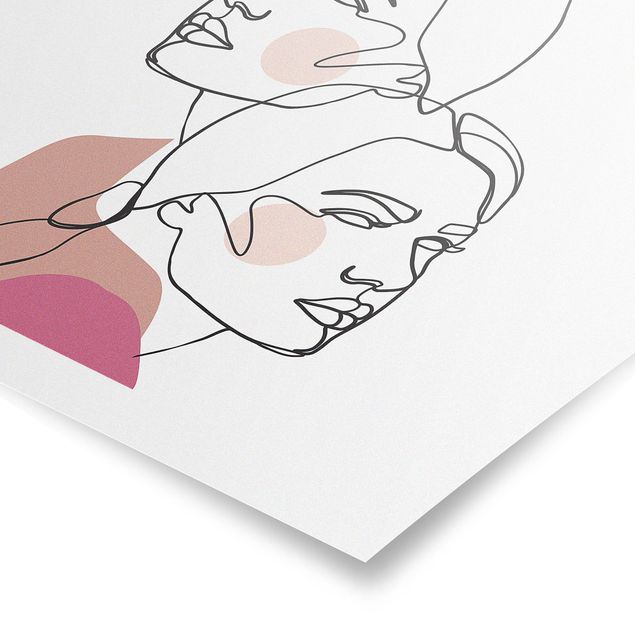 Obraz różowy Linia Art Kobiety portret policzki różowy