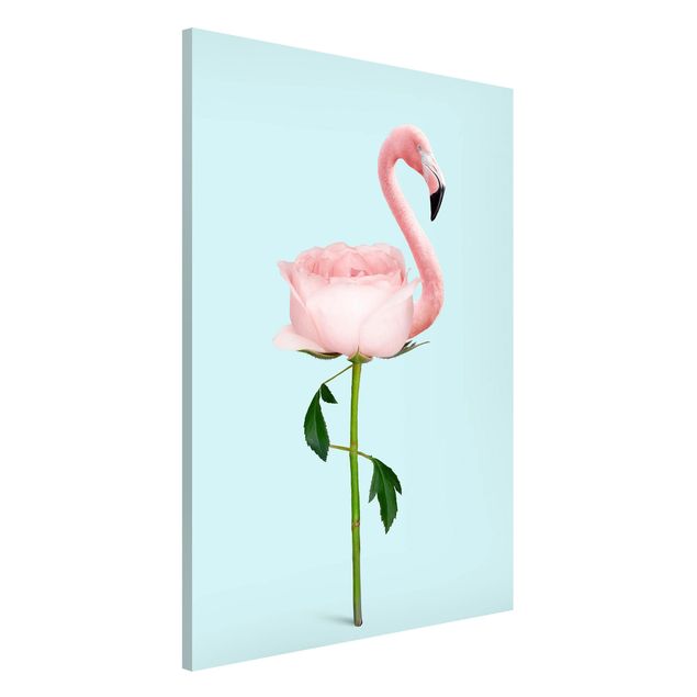 Nowoczesne obrazy do salonu Flamingo z różą