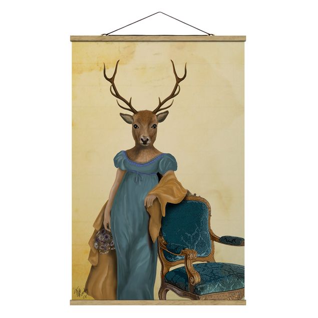 Obrazy nowoczesny Portret zwierzęcia - Dama z czerwonym jeleniem