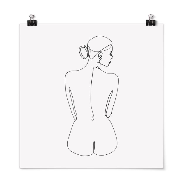 Obrazy portret Line Art Naga kobieta z tyłu czarno-biały
