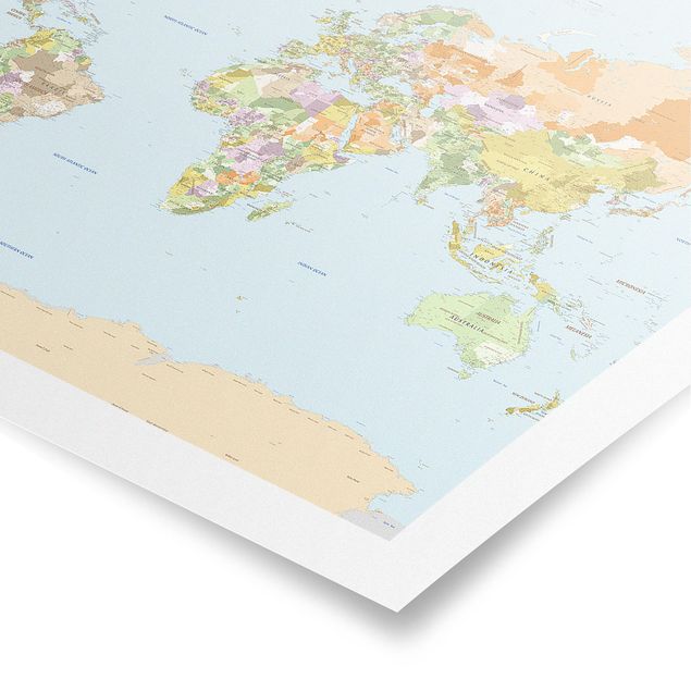 Obraz kolorowy Polityczna mapa świata