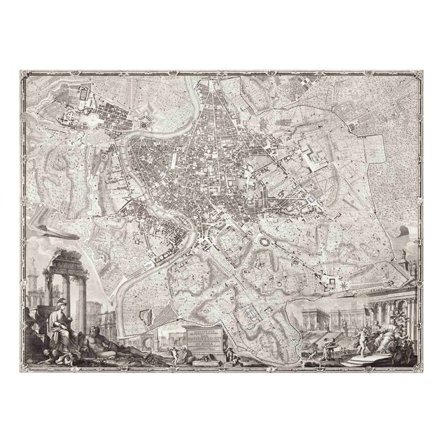 Obrazy do salonu nowoczesne Mapa miasta w stylu vintage Rzymu
