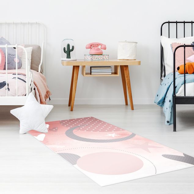 Pokój niemowlęcy Grafika na dywaniku dla dzieci - Gwiazdy i księżyc