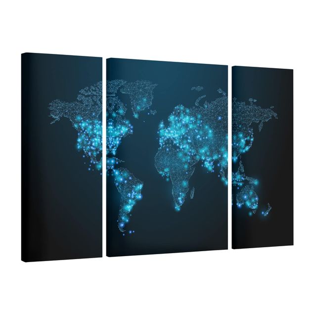 Obraz niebieski Połączony świat Mapa świata